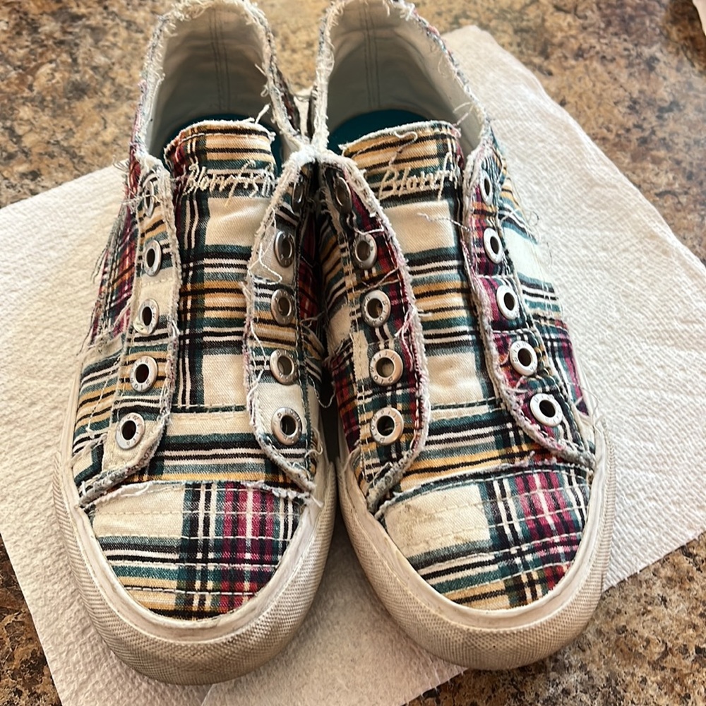 Plaid Slip-On Canvas Women's Sneakers - Multi Color